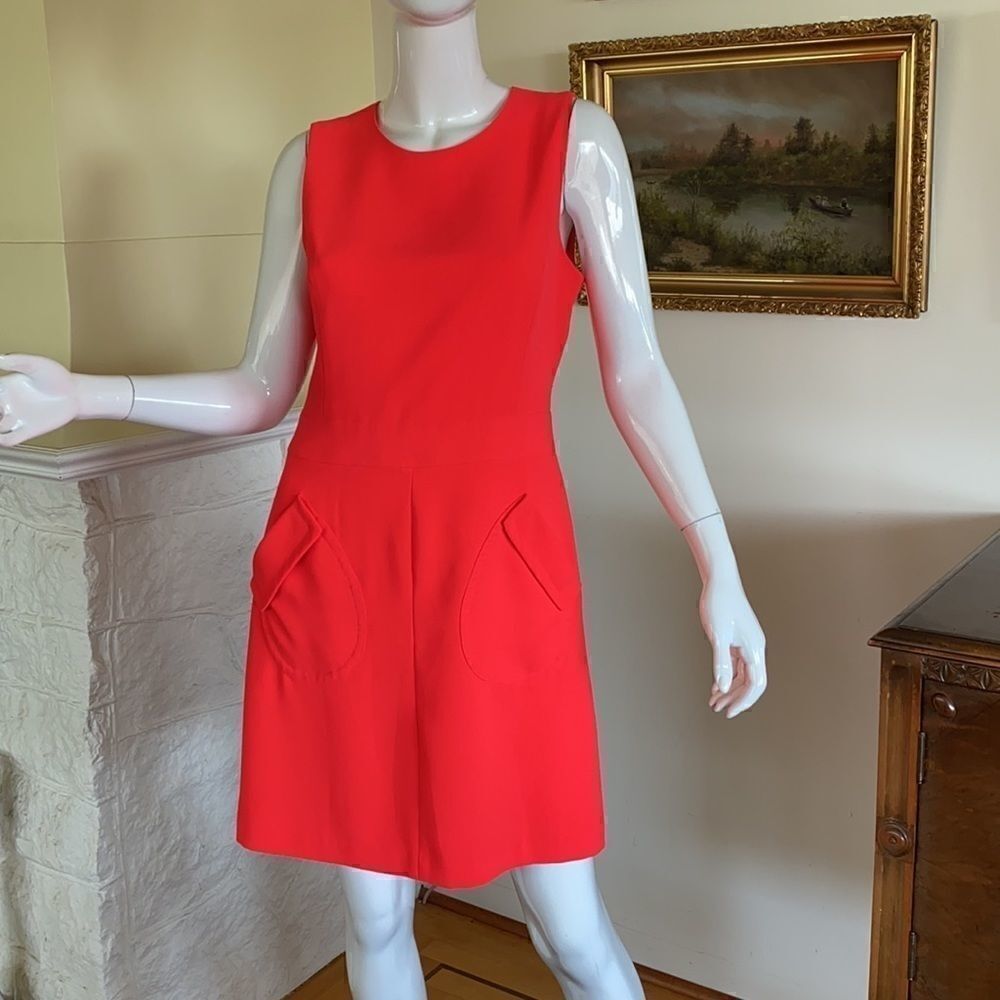 CeCe Neon Orange Mod Style Sleeveless Mini Dress - Picture 6 of 9
